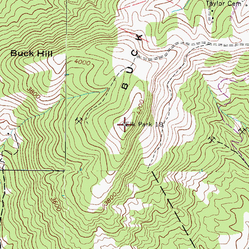 Topographic Map of Buck Hill, NC