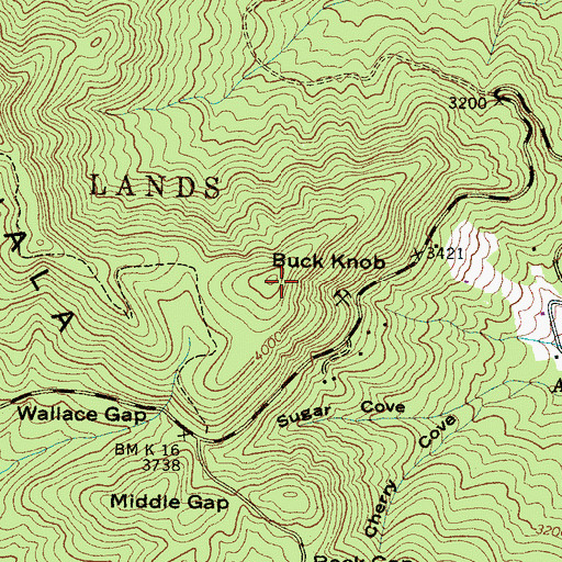 Topographic Map of Buck Knob, NC