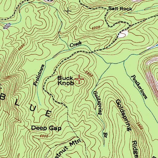 Topographic Map of Buck Knob, NC