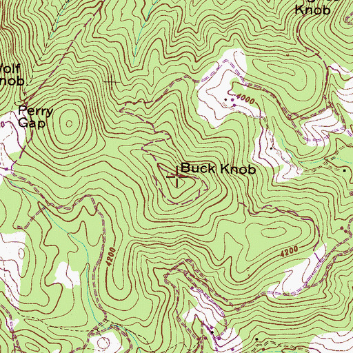 Topographic Map of Buck Knob, NC