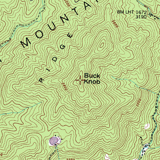 Topographic Map of Buck Knob, NC