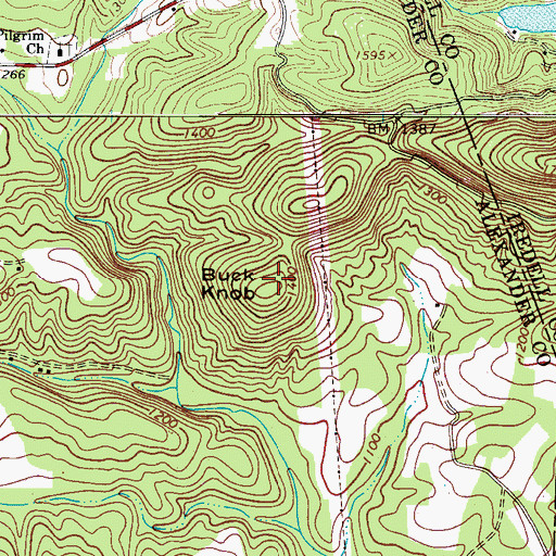 Topographic Map of Buck Knob, NC