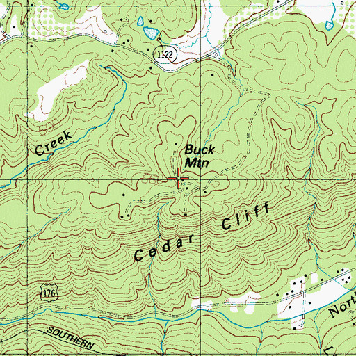 Topographic Map of Buck Mountain, NC