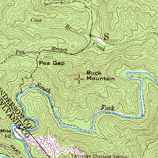 Topographic Map of Buck Mountain, NC