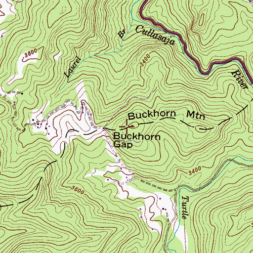 Topographic Map of Buckhorn Mountain, NC