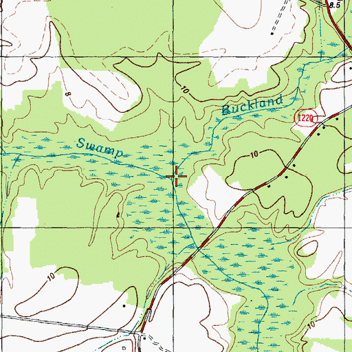 Topographic Map of Buckland Mill Branch, NC