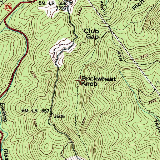 Topographic Map of Buckwheat Knob, NC