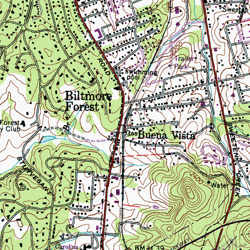 Topographic Map of Buena Vista, NC