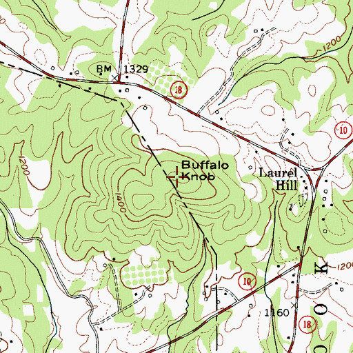 Topographic Map of Buffalo Knob, NC