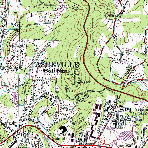 Topographic Map of Bull Mountain, NC