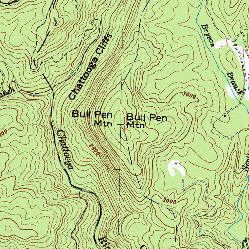 Topographic Map of Bull Pen Mountain, NC