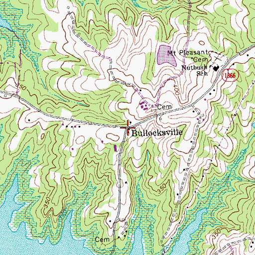 Topographic Map of Bullocksville, NC
