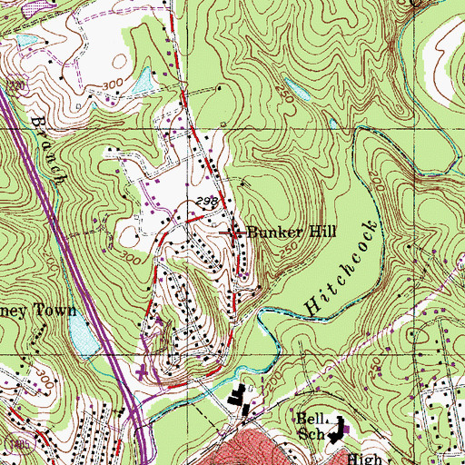 Topographic Map of Bunker Hill, NC