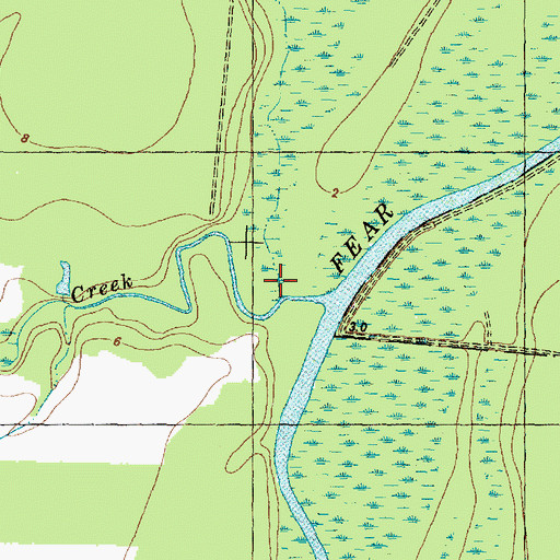 Topographic Map of Burgaw Creek, NC