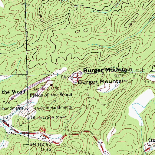 Topographic Map of Burger Mountain, NC