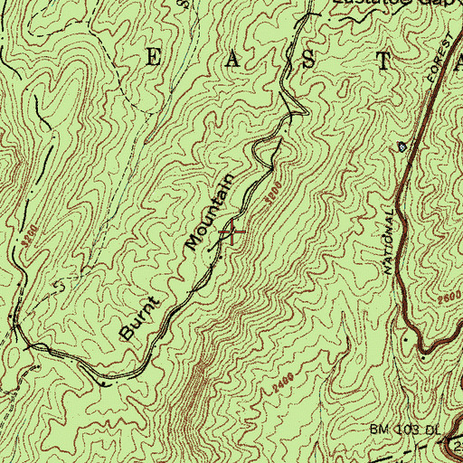Topographic Map of Burnt Mountain, NC