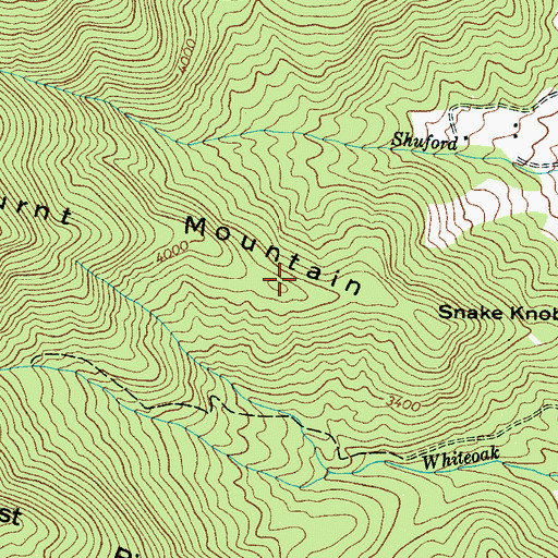 Topographic Map of Burnt Mountain, NC