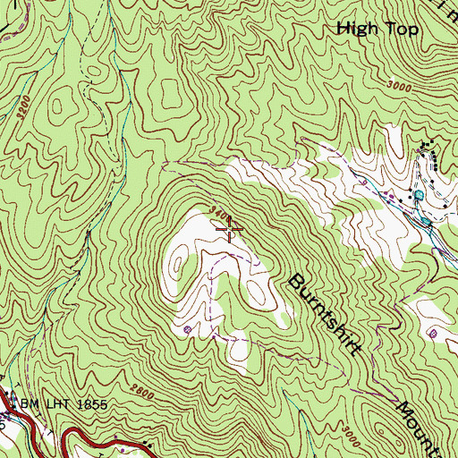 Topographic Map of Burntshirt Mountain, NC
