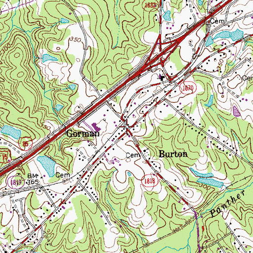 Topographic Map of Burton, NC