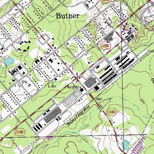 Topographic Map of Butner, NC