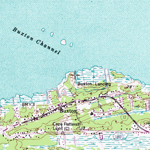 Topographic Map of Buxton Landing, NC