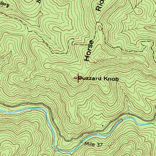Topographic Map of Buzzard Knob, NC