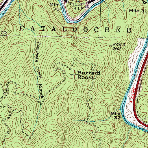 Topographic Map of Buzzard Roost, NC