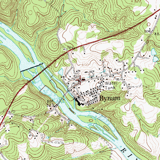 Topographic Map of Bynum, NC