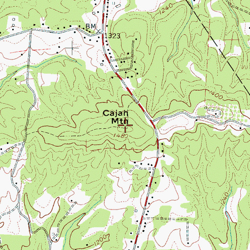Topographic Map of Cajah Mountain, NC
