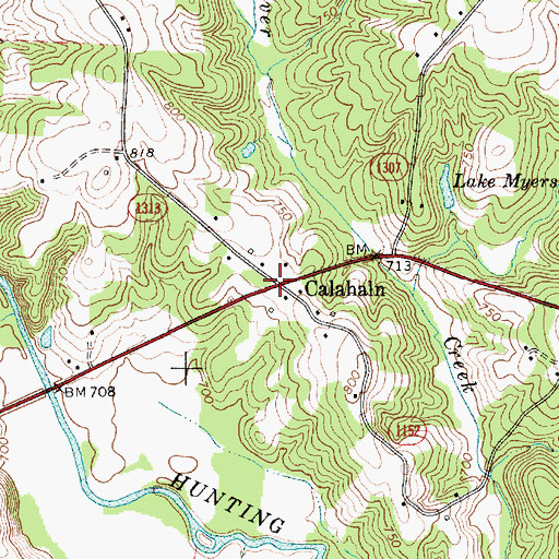 Topographic Map of Calahaln, NC