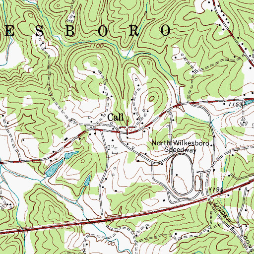 Topographic Map of Call, NC