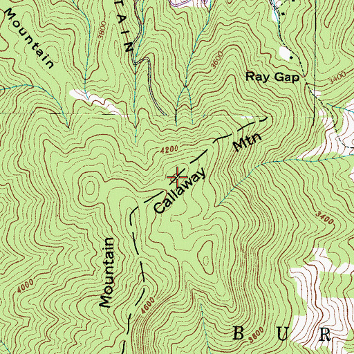 Topographic Map of Callaway Mountain, NC