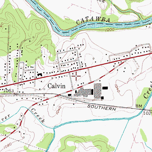 Topographic Map of Calvin, NC