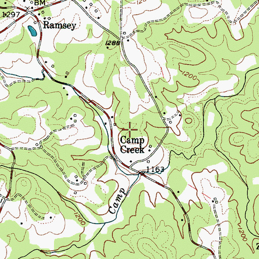 Topographic Map of Camp Creek, NC