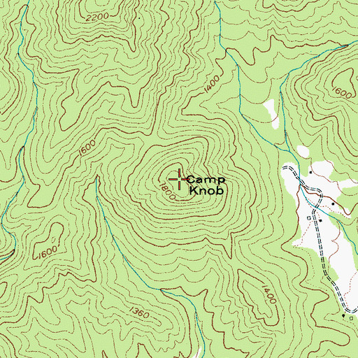 Topographic Map of Camp Knob, NC