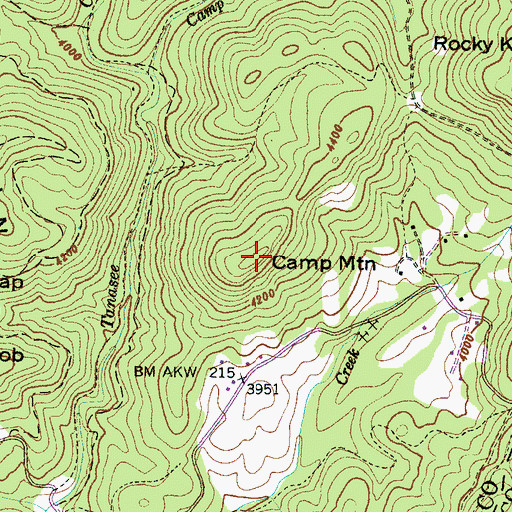Topographic Map of Camp Mountain, NC