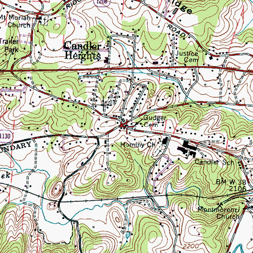 Topographic Map of Candler Heights, NC