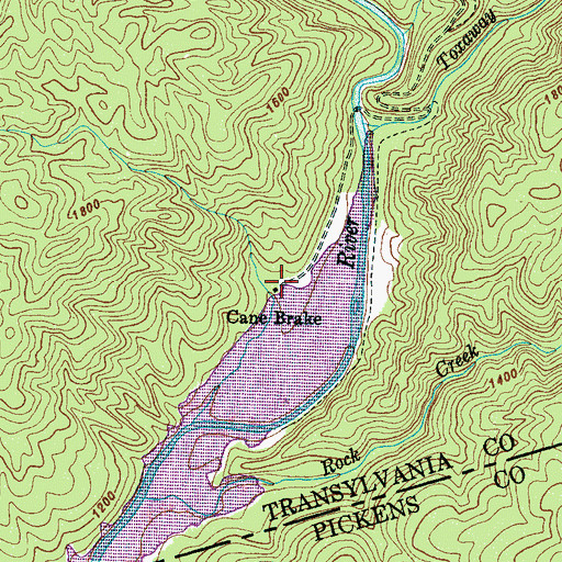 Topographic Map of Cane Brake, NC