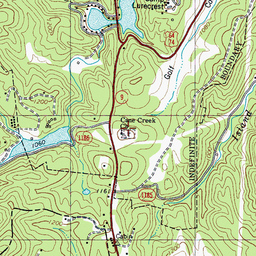 Topographic Map of Cane Creek Church, NC