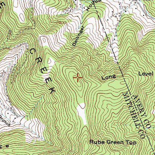 Topographic Map of Cane Creek Mountain, NC