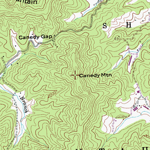 Topographic Map of Canedy Mountain, NC