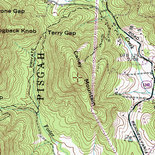 Topographic Map of Caney Mountain, NC