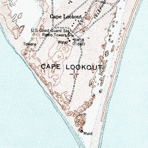 Topographic Map of Cape Lookout, NC