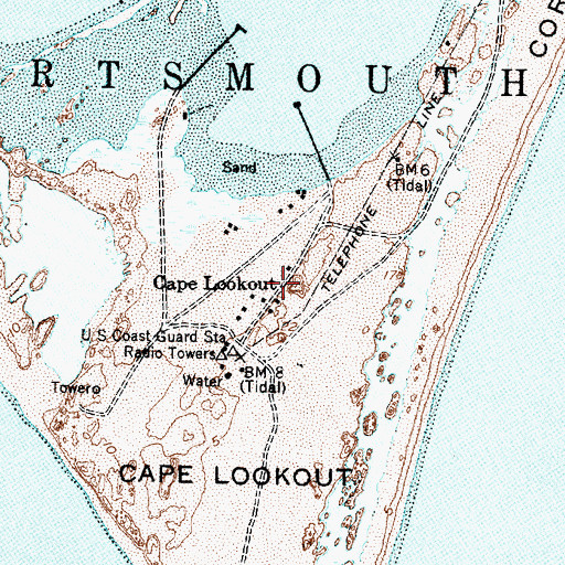 Topographic Map of Cape Lookout, NC