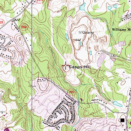 Topographic Map of Capps Hill, NC