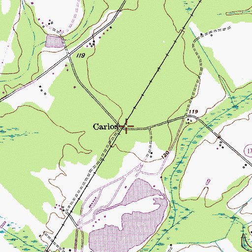 Topographic Map of Carlos, NC