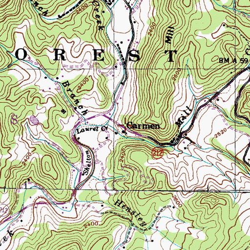 Topographic Map of Carmen, NC