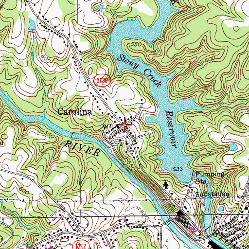 Topographic Map of Carolina, NC