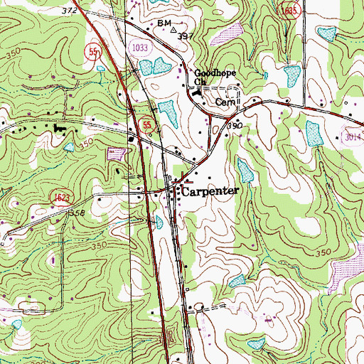 Topographic Map of Carpenter, NC