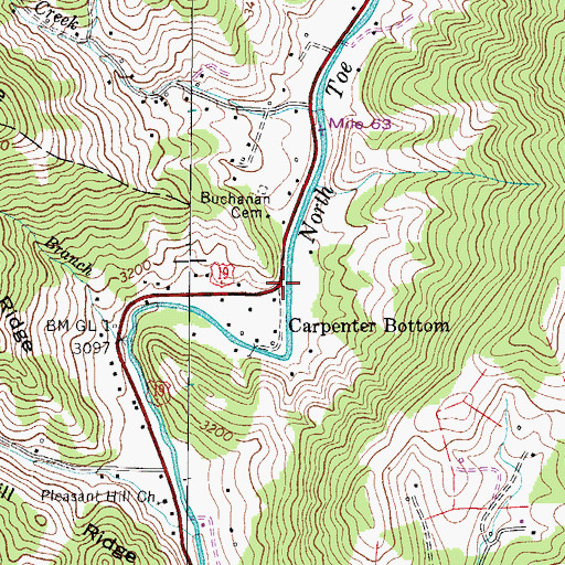 Topographic Map of Carpenter Bottom, NC